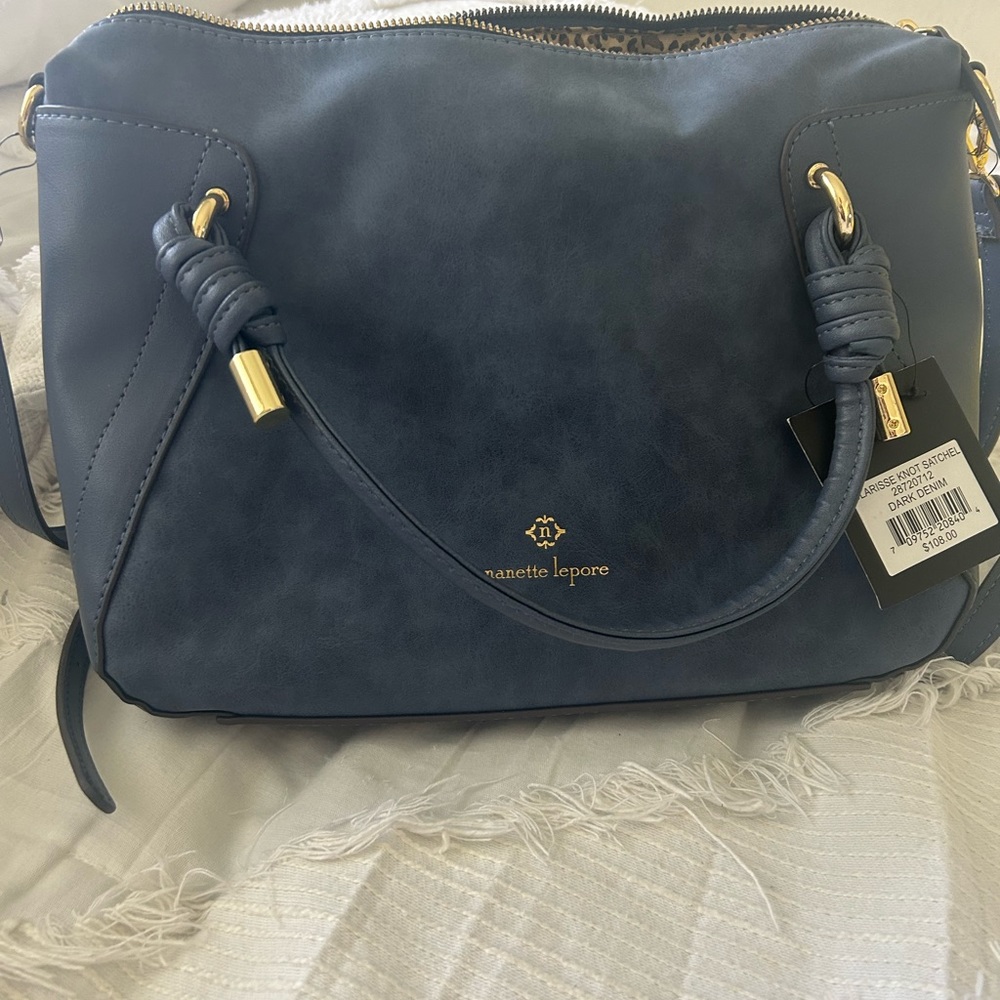 Blue bag in Nanette lepore brand vegan material